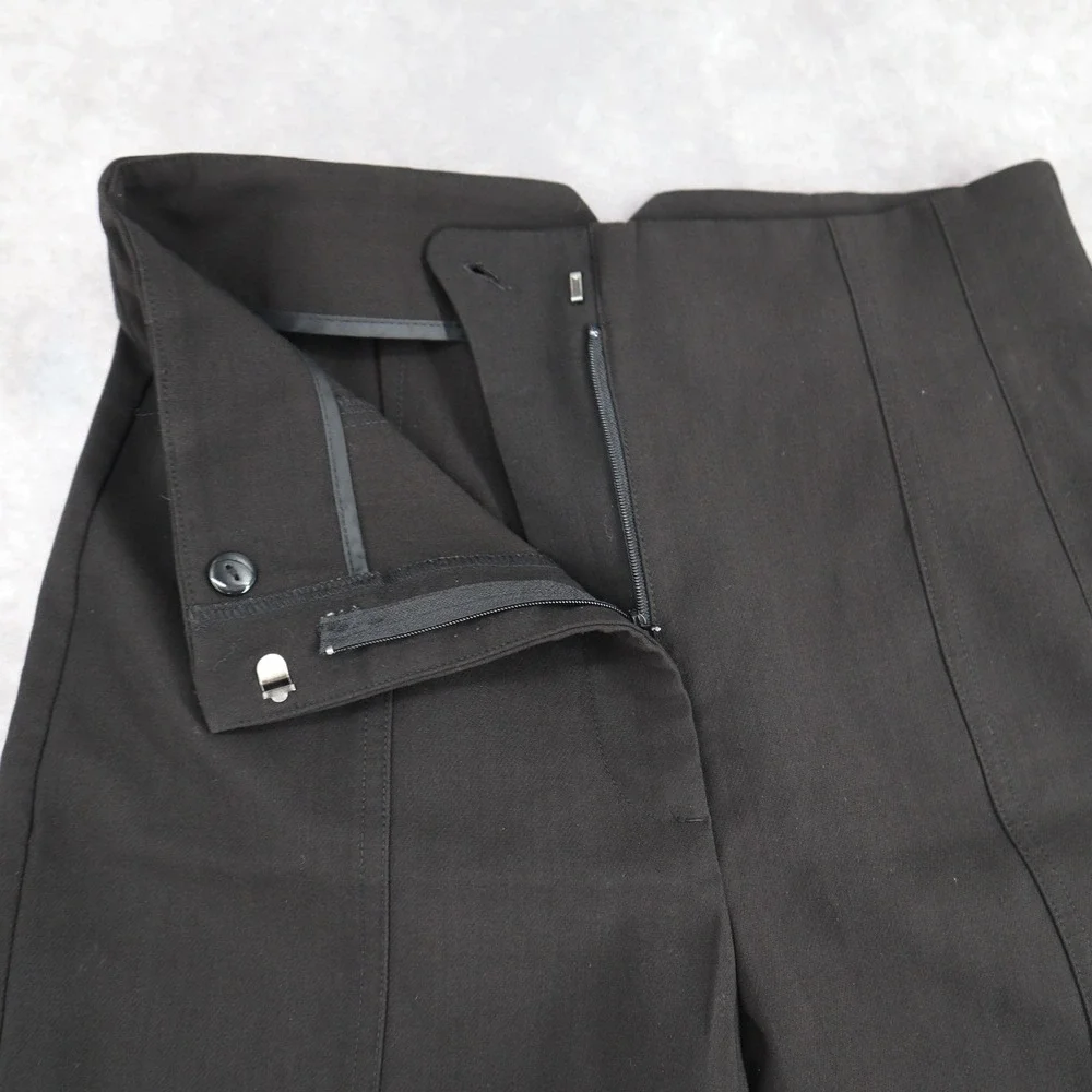 ZARA Pants Straight Leg Trouser Black High Waisted Seam Front Size M